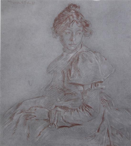§ Augustus John (1878-1961) Portrait of a seated girl, 13.75 x 12.5in. Provenance: Agnew & Sons, No.34340